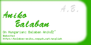 aniko balaban business card